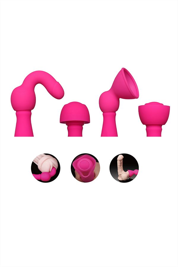 Розовый жезловый вибратор S-HANDE Bowling с набором насадок