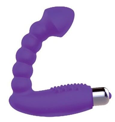 Фиолетовый массажер простаты с вибрацией - 10 см.